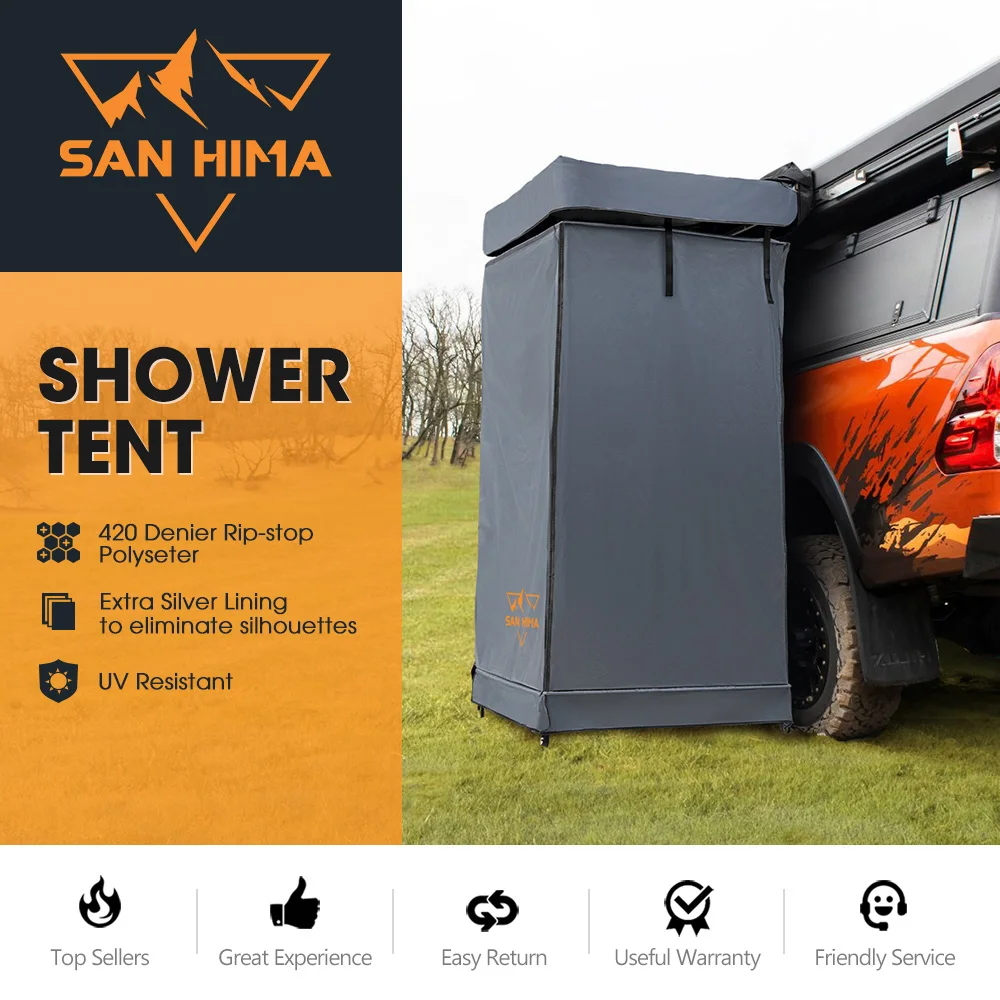 Портативный складной тент для кемпинга и душа — боковое использование автомобиля, многофункциональный для туалета/ваньи, встроенная светодиодная лента