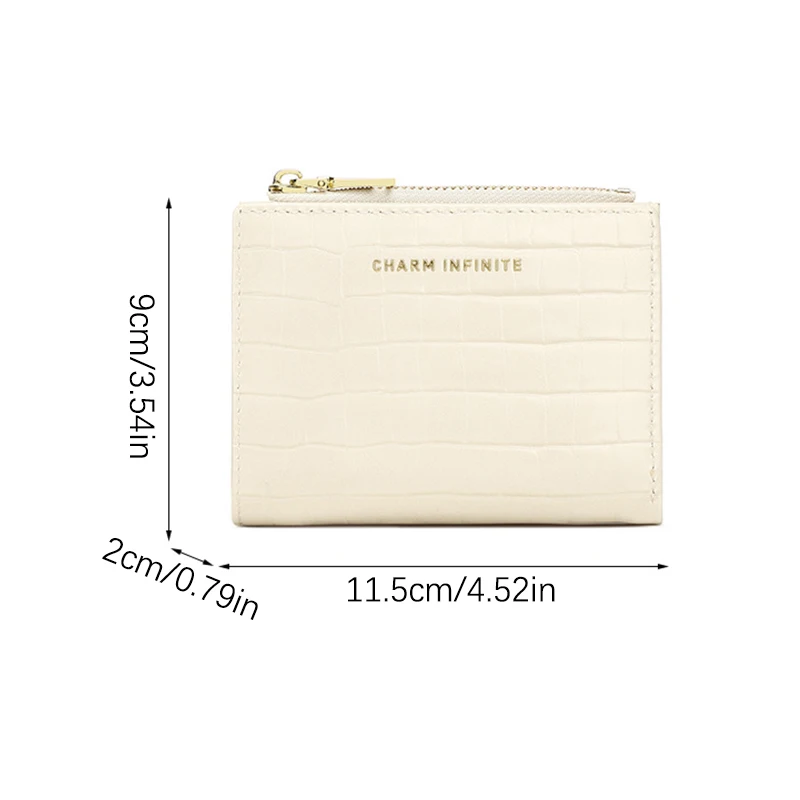 Cartera corta de piel suave para mujer, bolso para tarjetas, multifuncional, elegante, con cremallera, pequeño, minimalista