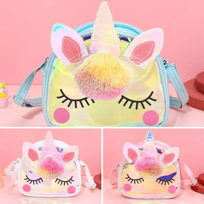 Unicorn Shoulder Purse Colorful Jelly Bag Kids Rainbow Crossbody Bags Children Handbags Mini Totes Clutch Girls Shiny Handbag