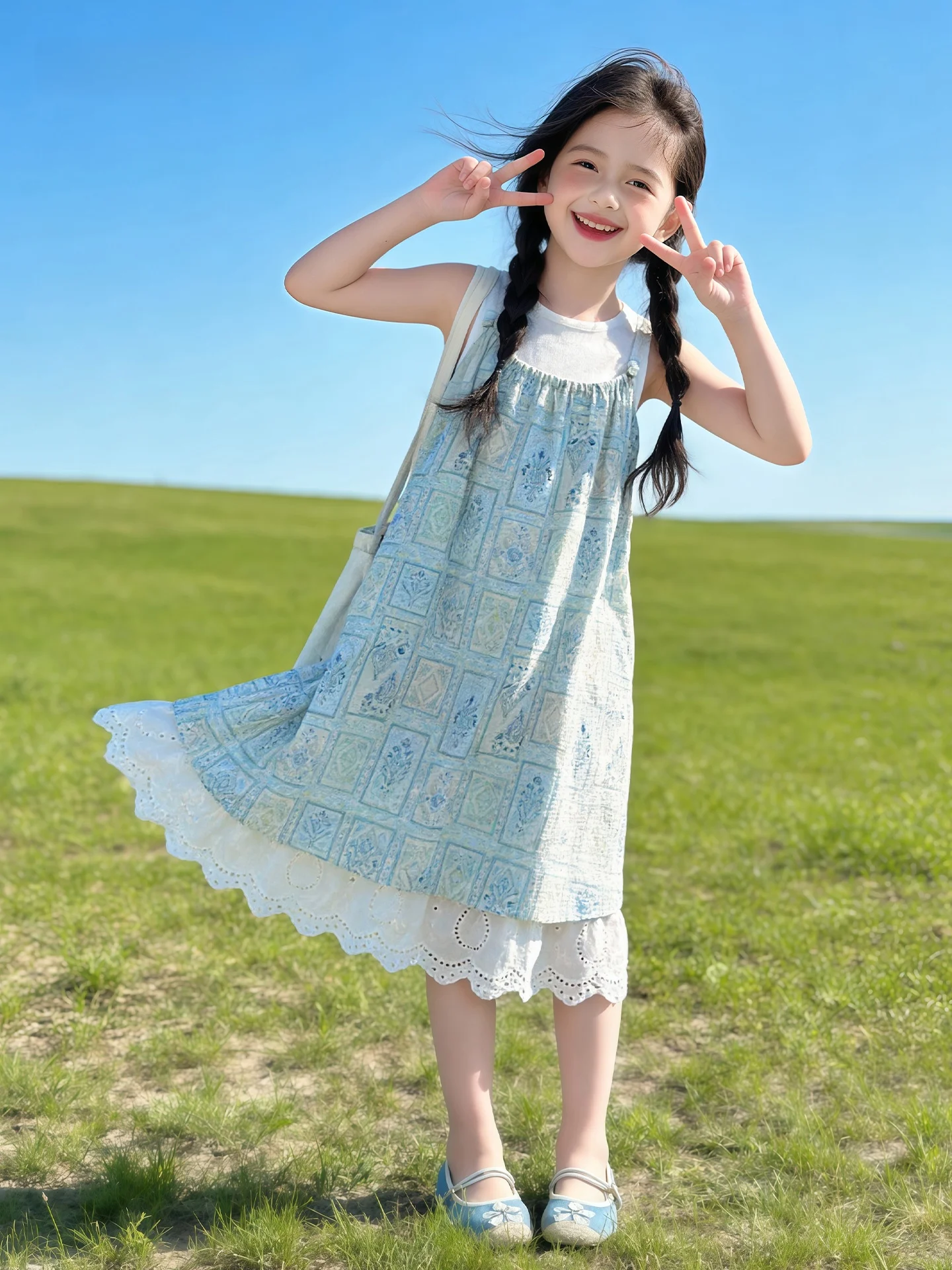 ensemble-de-tenues-d'ete-pour-filles-2026-nouvelle-mode-vetements-pour-enfants-robe-a-bretelles-pour-filles-de-taille-moyenne-et-grande-robe-pour-enfants-deux-pieces