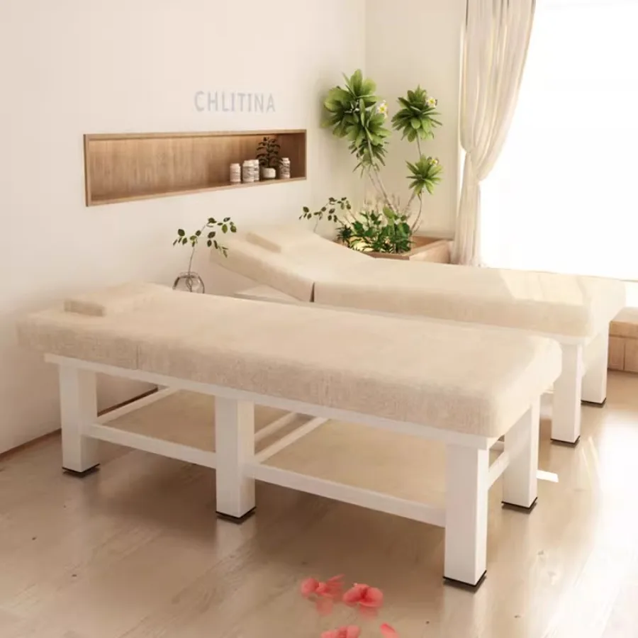 Mesa de masaje Wipeable, soporte profesional de cuerpo completo, cama de cosméticos Pliant iluminada para salón, protección de Matrass blanco