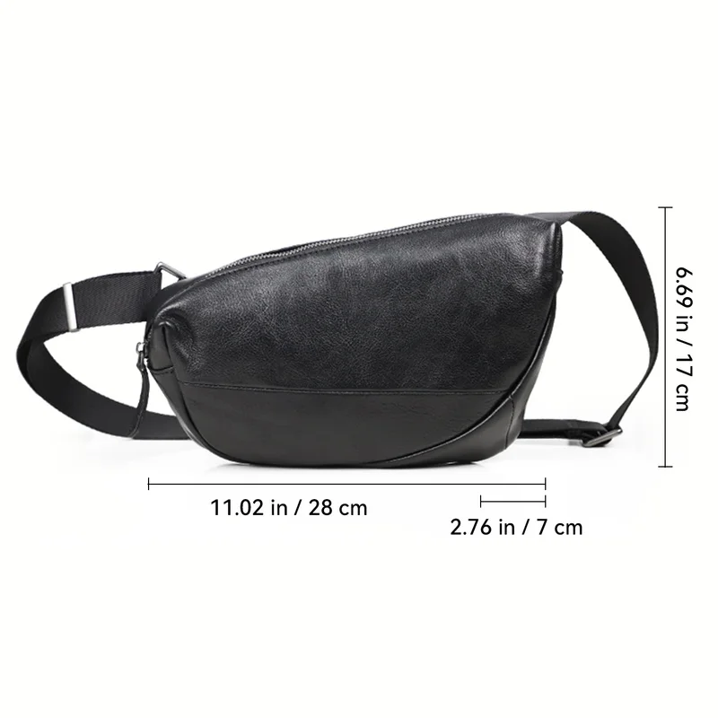 Vintage Genuine Leather Men'S Chest Bag, Casual And Simple Cowhide Saddle Pack, Large-Capacity Top-Layer Cowhide Cross