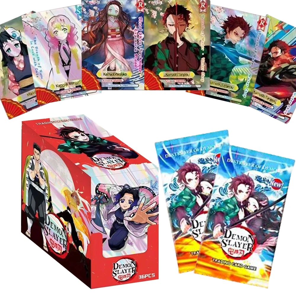 

Demon Slayer Collection Cards for Children Kamado Tanjirou Nezuko English Style Anime Classic Battle Flash Cards Christmas Gifts