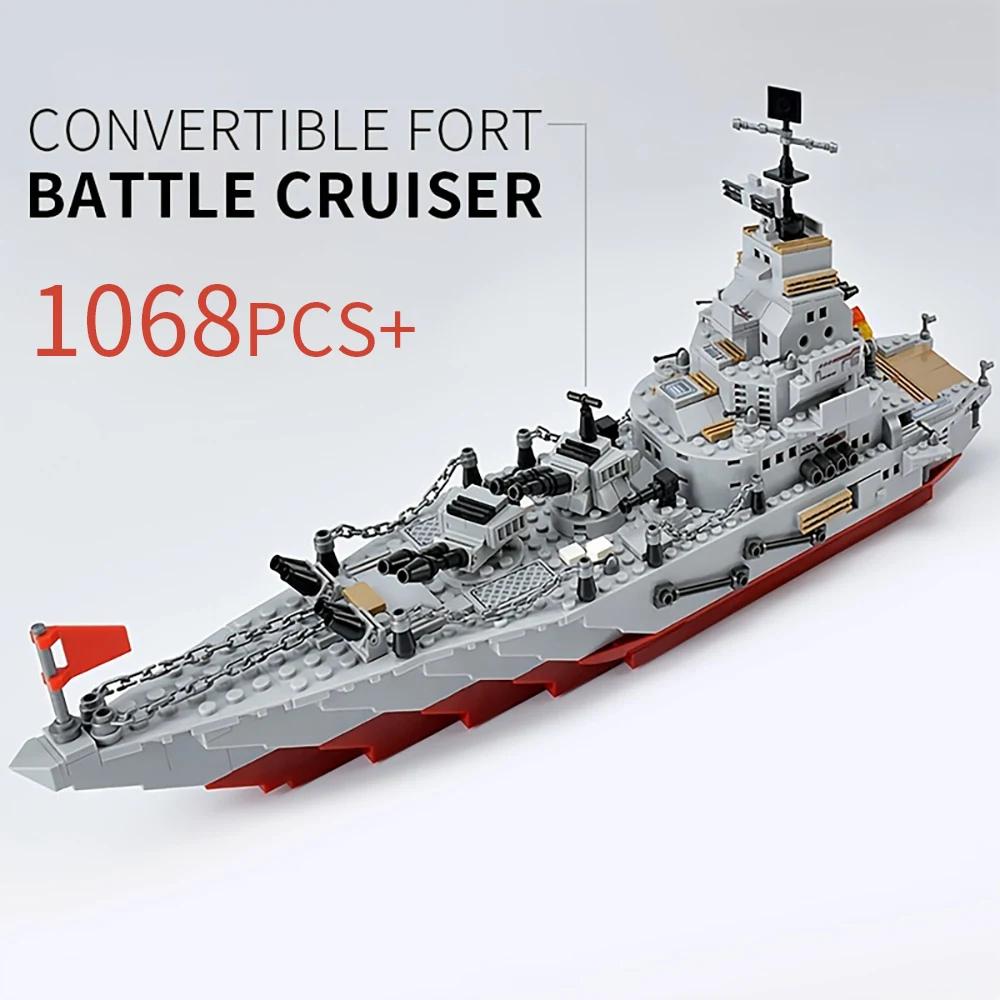 Toylinx-Blocos de Construção Militar para Crianças, Modelo Battleship, Kit de Construção com Tanque Blindado, Brinquedo Presente, 1068 Pcs