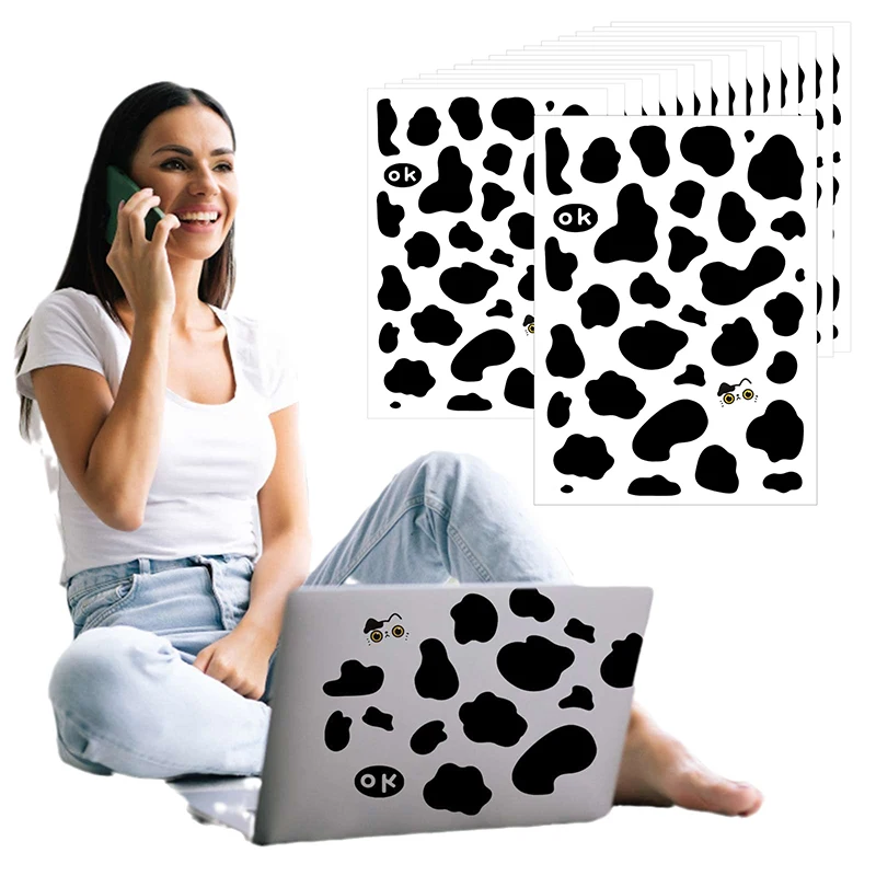 Multi Purpose 340/680 Pcs Waterproof Cow Print Vinyl Self-Adhesive Black Cow Print Wall Peel Print Decor Cars Decor