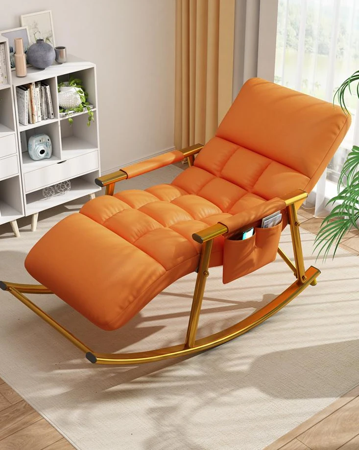 Rocking Chair Adult Recliner Balcony Lazy Sofa Cyber Popular Leisure Chair Lunch Break Folding Backrest Chair Living Room