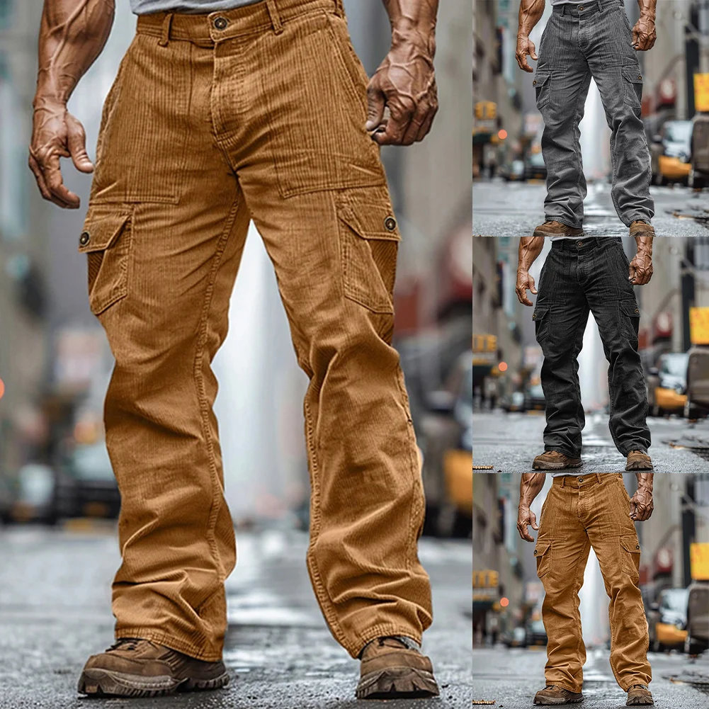 

Мужские рабочие брюки, вельветовые брюки с несколькими карманами, спортивные брюки для ежедневных тренировок