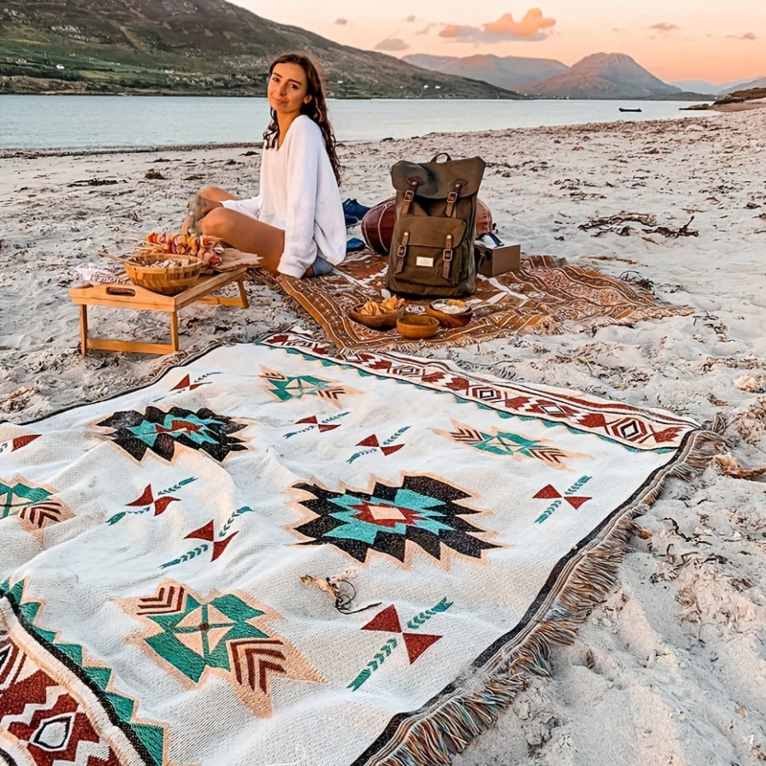 1pc Stylish Vintage Ramadan Picnic Mat - Bohemian Chic, Lightweight & Durable, Perfect for Outdoor Adventures, Ideal for Camping