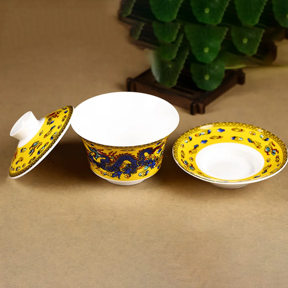 

Exquisite Ceramic Tureen Teacup Chinese Style Hand-Painted for Home Office Tea Room Decorative Tea Making Vintage