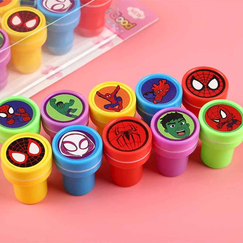 10PCS Disney Frozen Elsa Superhero seal Spider Party Favor Kids Birthday Party Gift Spider Man Stamp Boy Christmars Gift