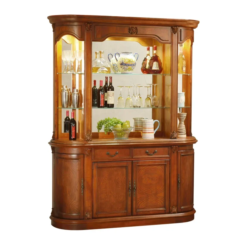 

American household solid wood wine cabinet double-sided porch partition European living room kitchen side storage