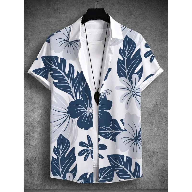 Summer Men'S Shirt Tropical Plants Graphic 3D Print Fashion Shirts Short Sleeve Tops Streetwear Loose Casual Hawaiian Shirts