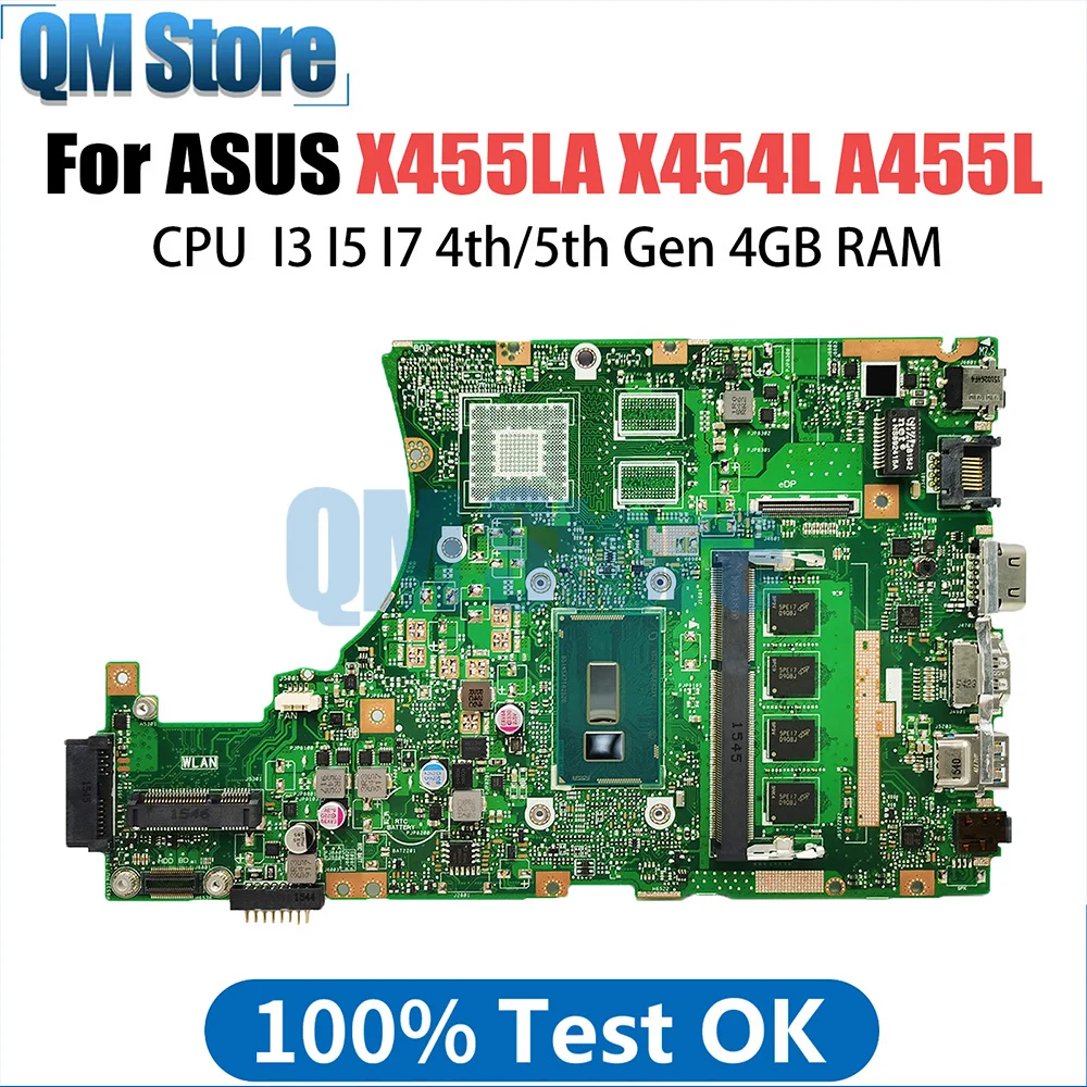 X455LA Mainboard For ASUS X454L A455L F454L W419L Y483L W409L Laptop Motherboard CPU I3 I5 I7 4th 5th Gen 4G-RAM