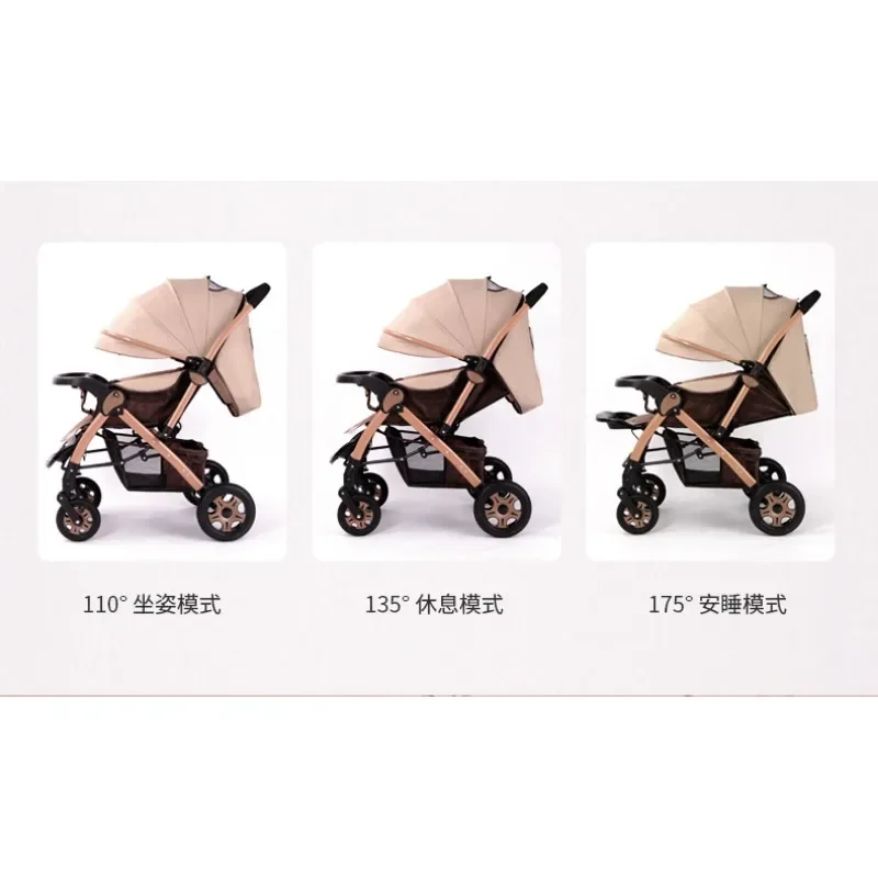 Baby strollers can be seated and can be folded. Four-wheeled rubber shock-proof strollers are used in the four seasons.