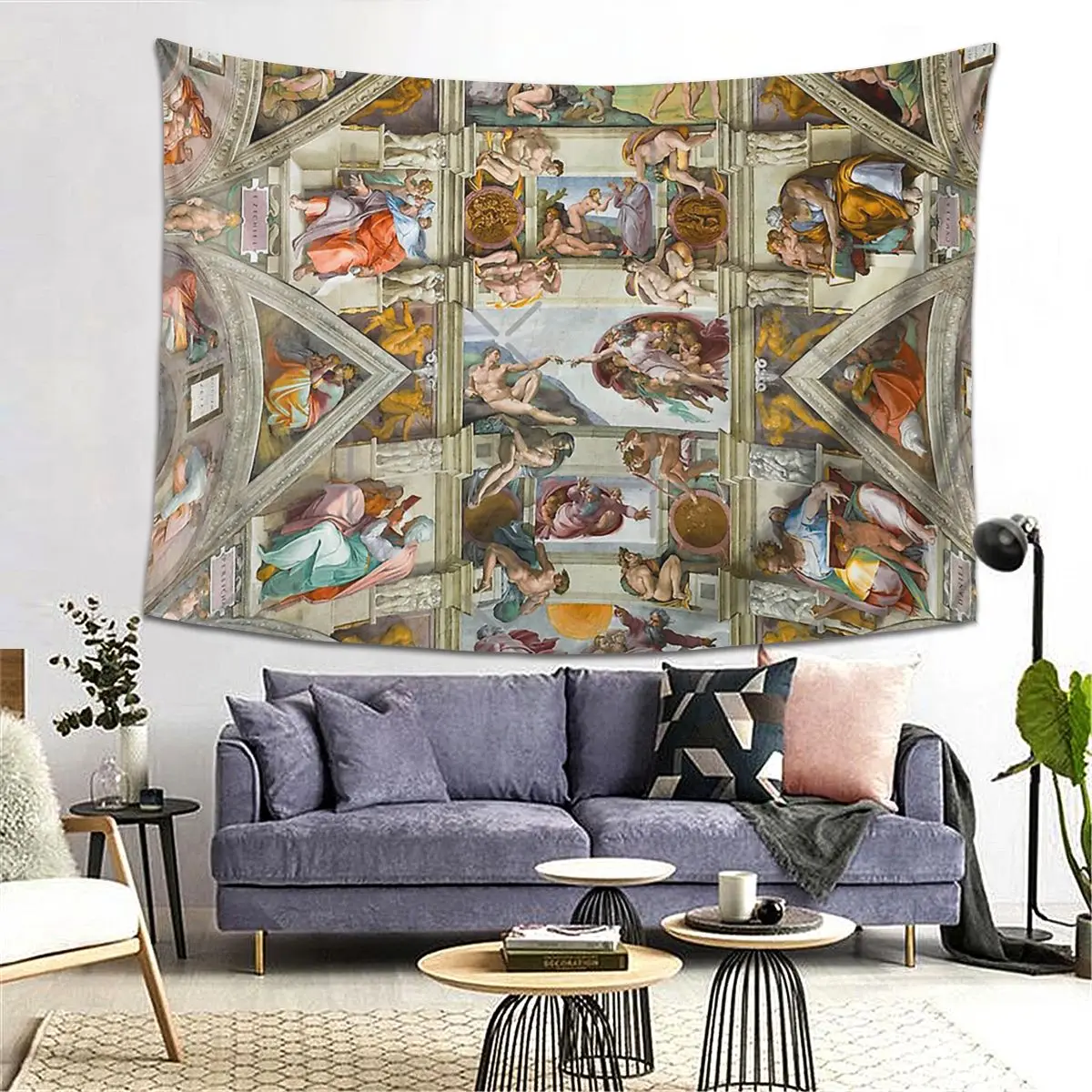 Michelangelo - The Sistine Chapel Tapestry Decoration Art Aesthetic Tapestries for Living Room Hippie Wall Cloth Wall Hanging