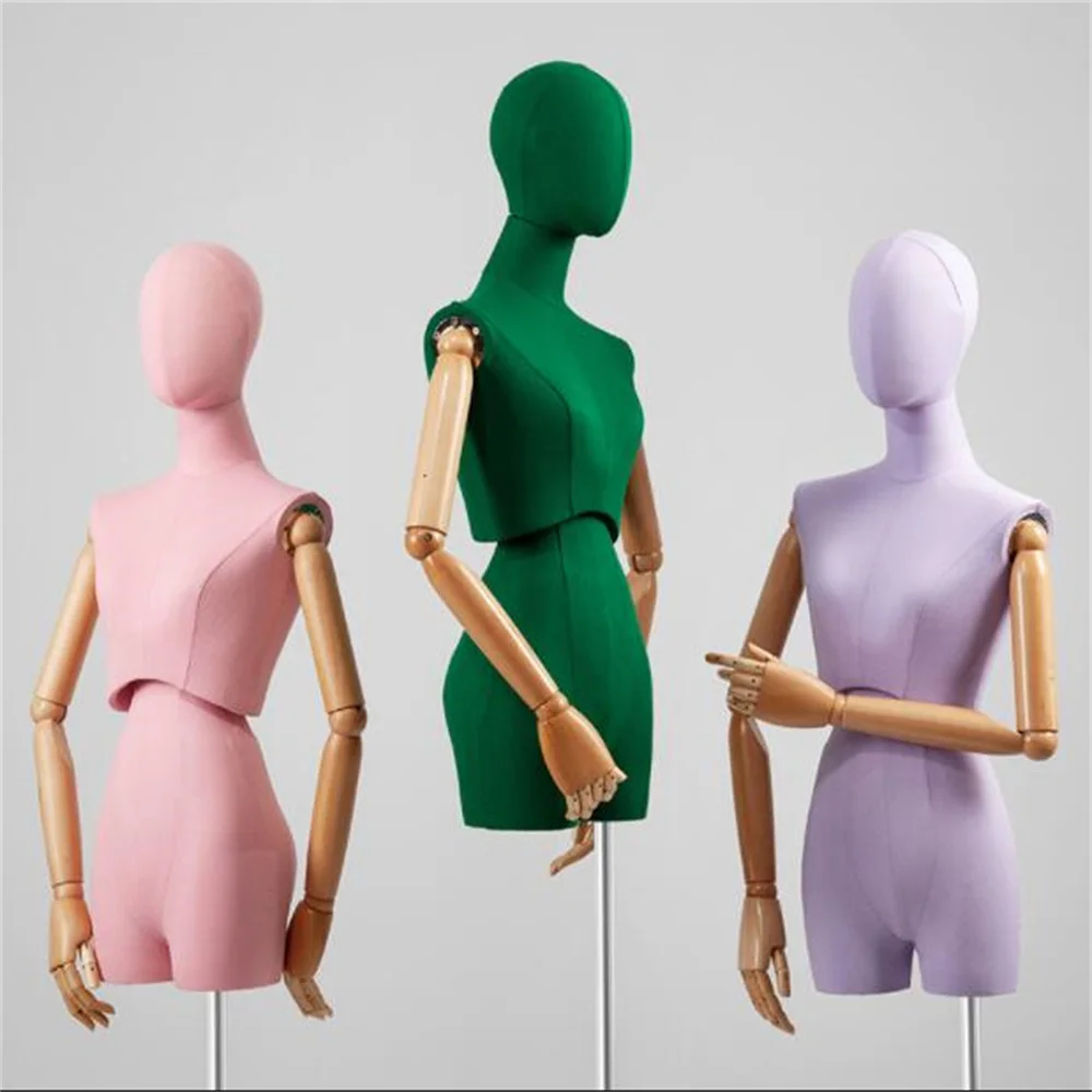 

Full Sewing Mannequins for Women,Female Head Cloth, Wood Arm Pulley Base, Wedding Twist Split, Adjustable Rack Display,