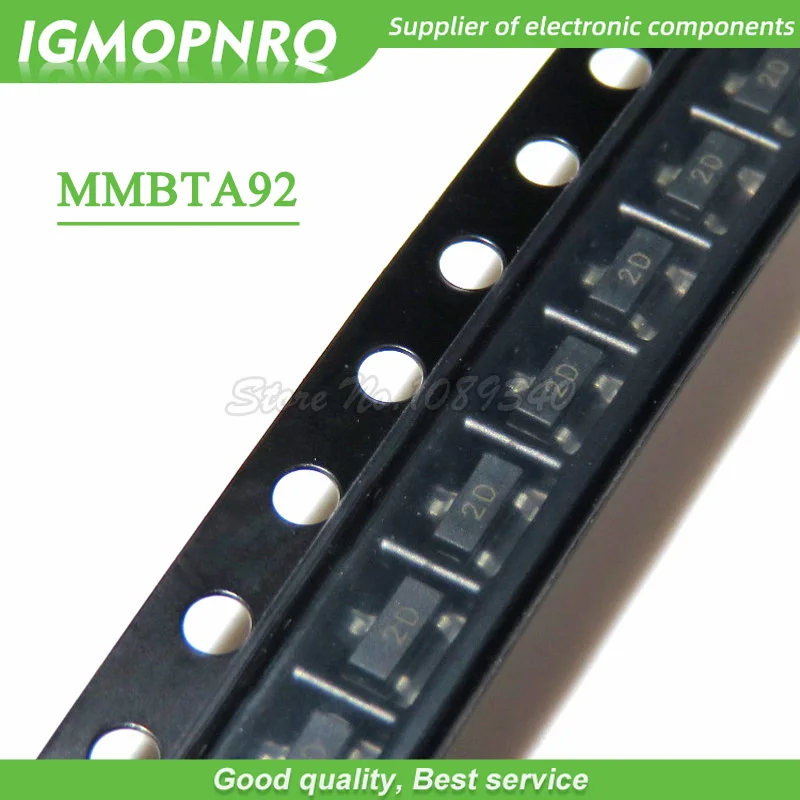 100pcs free shipping MMBTA92LT1G 2D MMBTA92 SOT23-3 500mA 300V PNP Bipolar Transistors - BJT new original