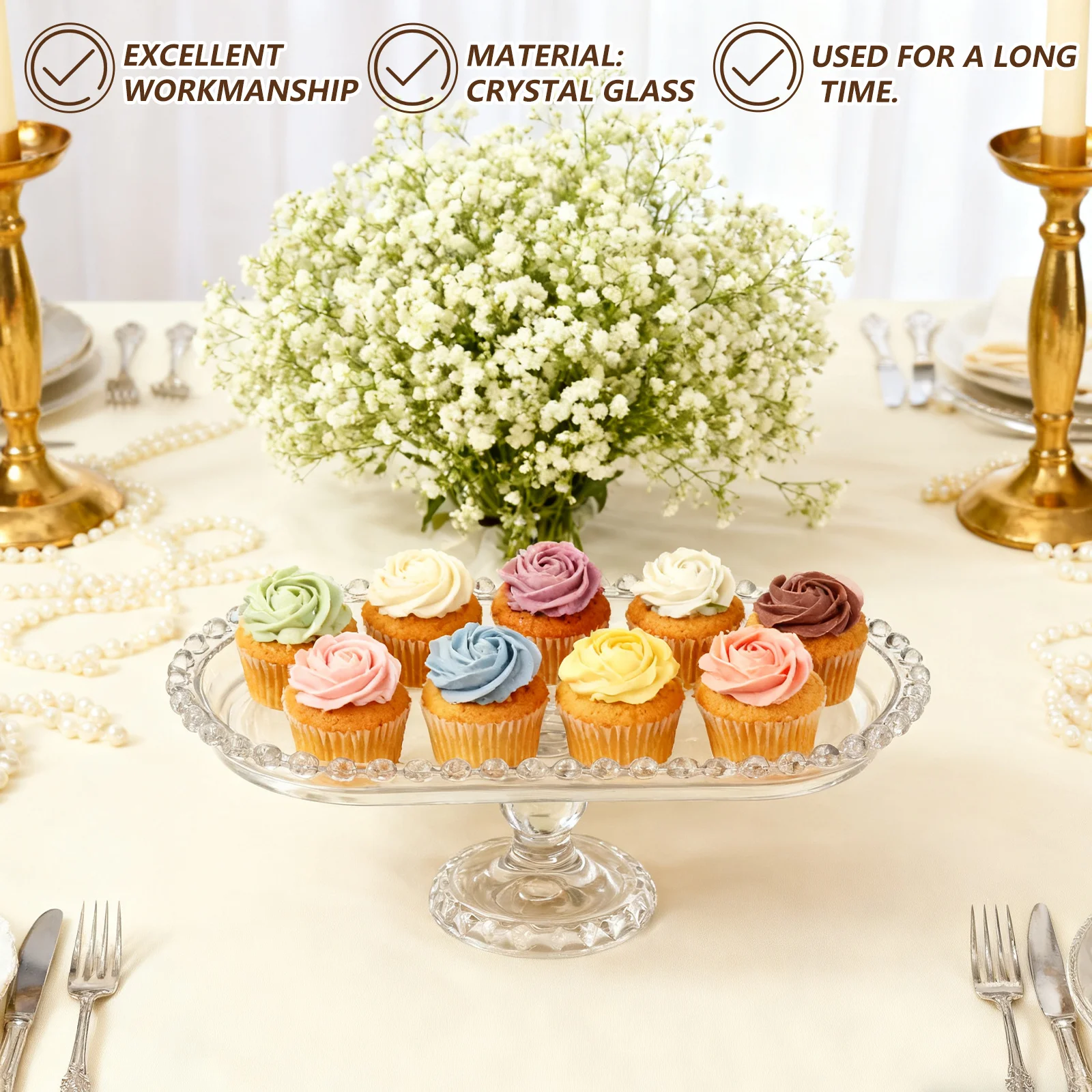 

1Pcs Modern Decorative Fruits Tray Crystal Glass Snack Serving Plate Household Storage Tray Afternoon Tea Buffet