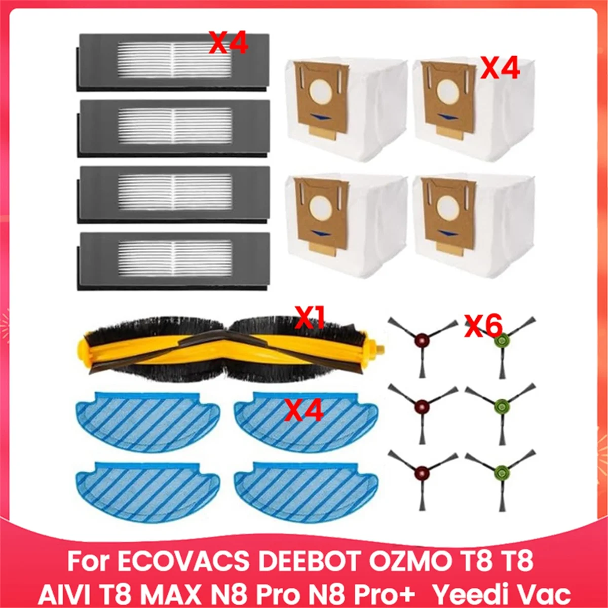 For ECOVACS DEEBOT OZMO T8 T8 AIVI T8 MAX N8 Pro N8 Pro+, Yeedi Vac Robot Vacuum Cleaner Replacement Parts