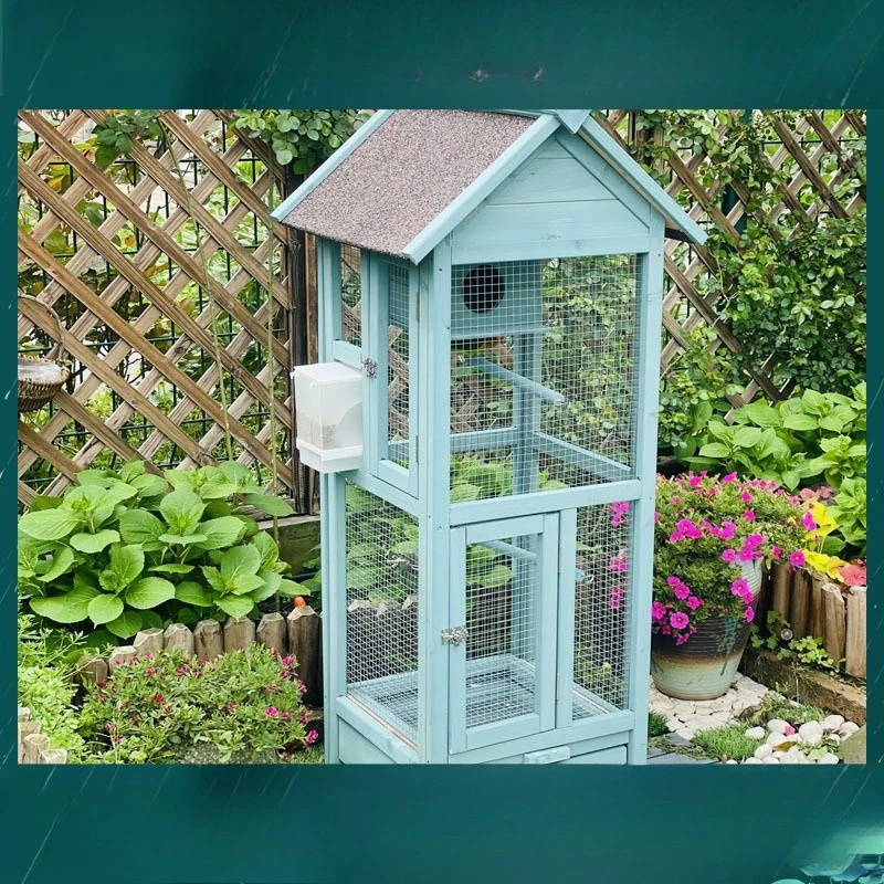 

Outdoor Bird House Bird Nest Breeding Box Supplies Toys Wooden Ornamental Villa Big Parrot Xuanfeng Peony Wholesale Bird Cage