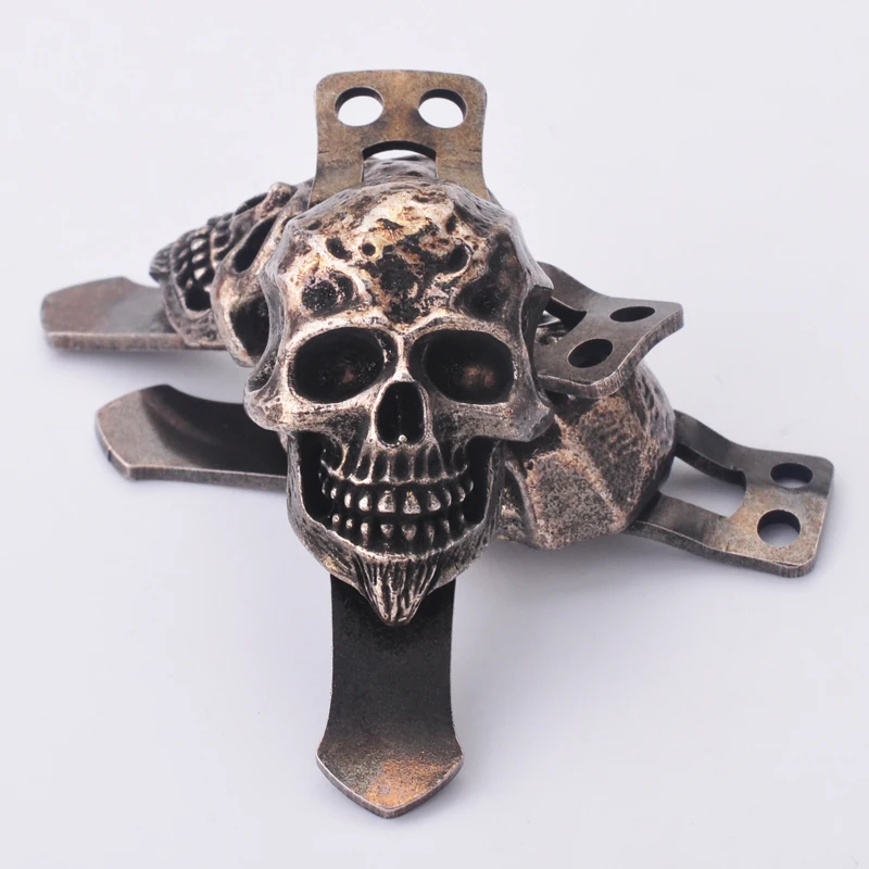 Universal Flashlight Back Clip Steel Fire Skull Waist Clip Metal Flashlight External EDC Pocket Clip K Sheath Tools