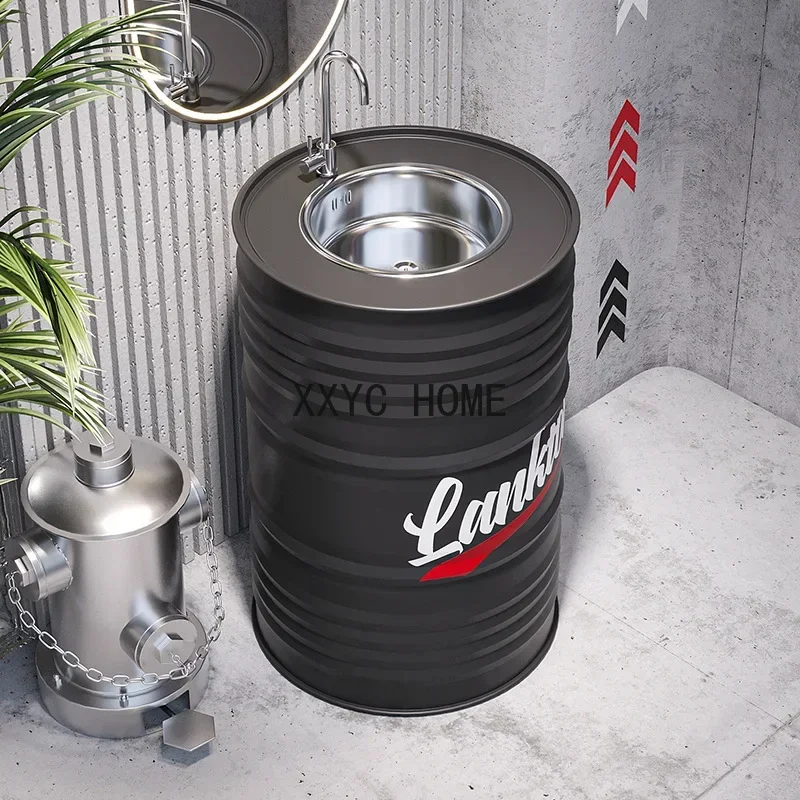 Bacia de lavagem de celebridades da Internet do tambor de óleo do estilo industrial ferro forjado