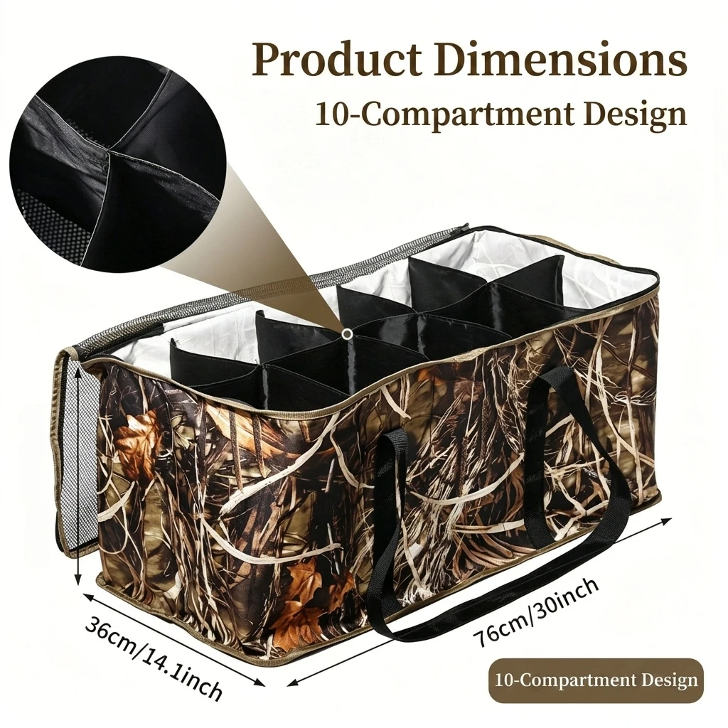 Camouflage Duck Decoy Bag Large Capacity Hunting Tote Durable Waterfowl Storage Carrier for Outdoor Duck Goose Hunting Gear