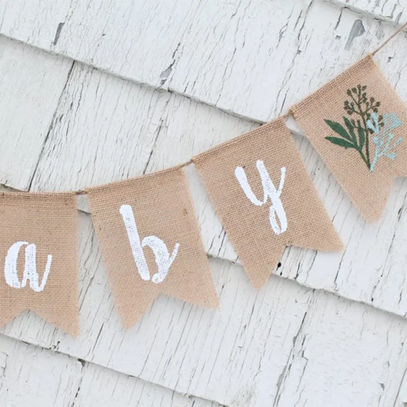 Burlap Greenery Oh Baby Shower Gender reveal sign Banner garden rustic Farmhouse Dessert Table decoration Backdrop Photo Booth