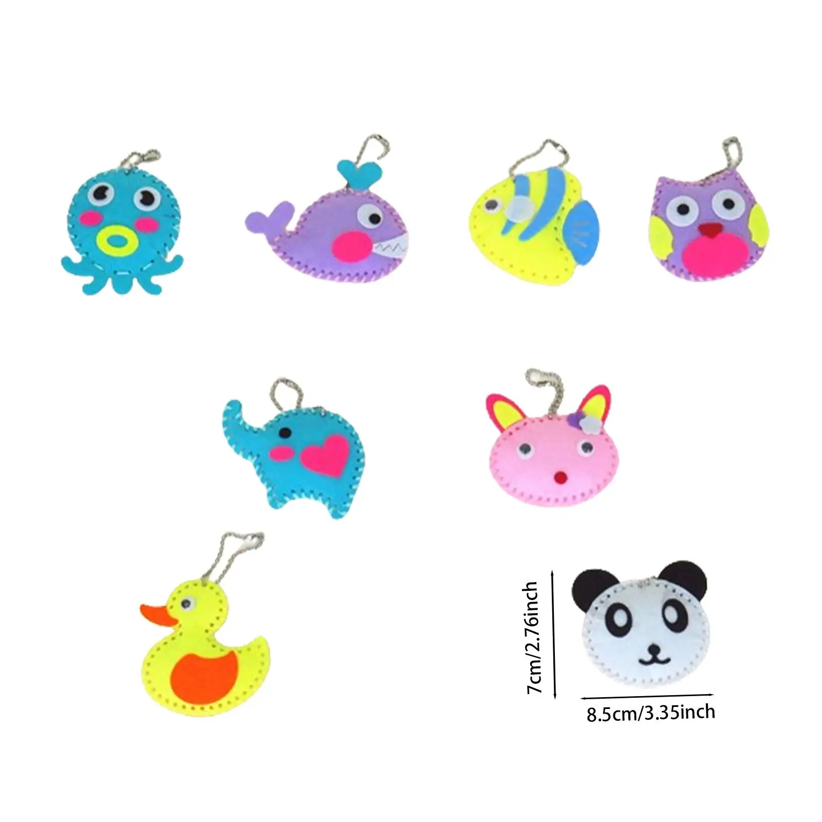 8 Pieces Kids Sewing Kit Cartoon Animal Pendants DIY Craft for Halloween