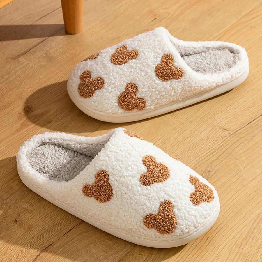 Cartoon Mouse Cute Interesting Winter Women Slippers Indoor Anti-slip Soft Sole Comfy Causal Bedroom Dormitory Cotton Homeshoes