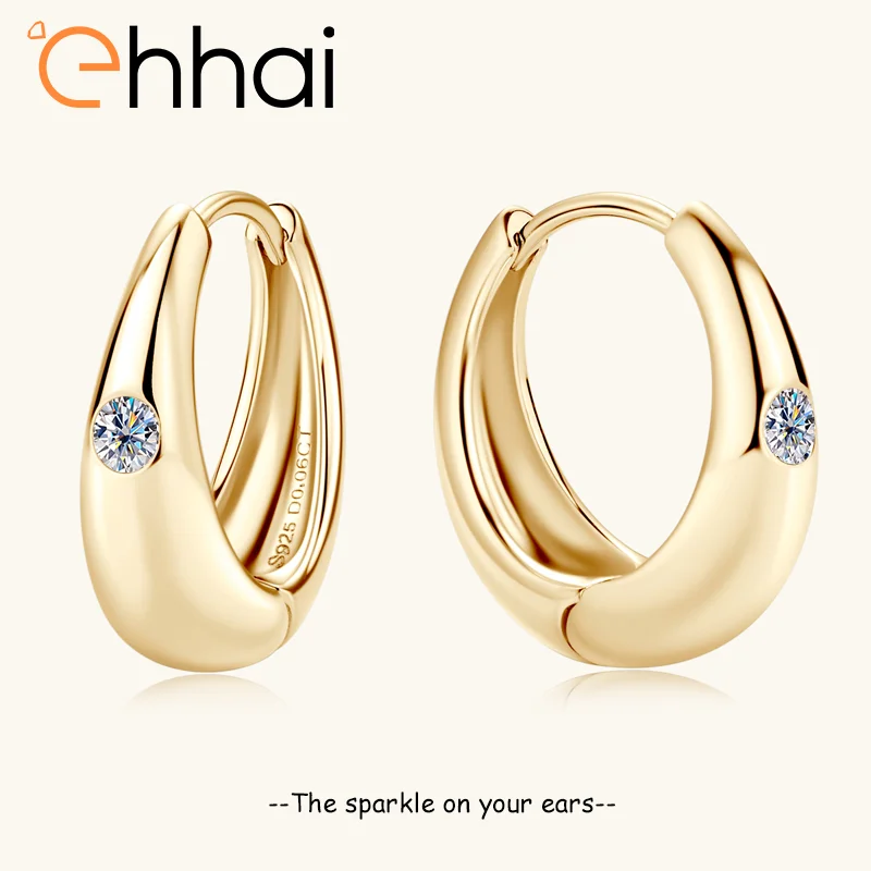 

Ehhai GRA Certified 2.5mm Moissanite Hoop Earrings for Women Real 925 Sterling Silver Clip Earring Fine Jewelry Gift Pendientes