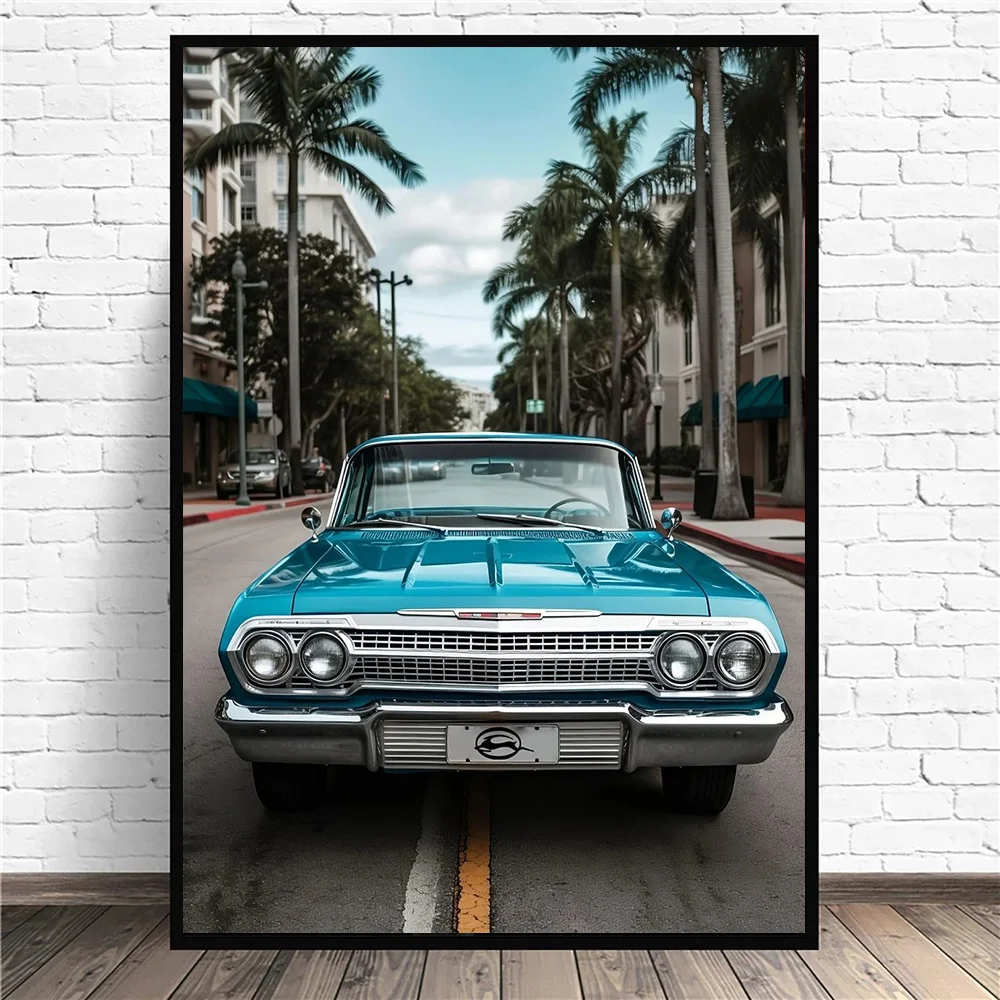 Japanese Trending Car Retro Posters Canvas Print Art Painting Super Car Tokyo Neon Night Canvas Wall Art Picture for Home Decor