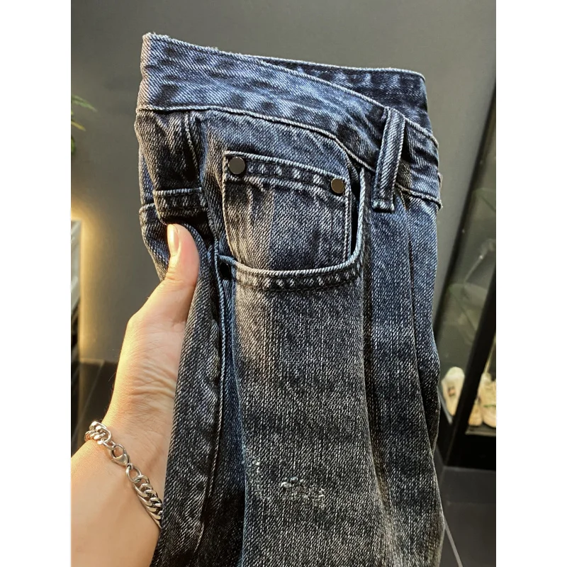 Jeans larghi retrò americani di High Street da uomo autunno e inverno nuova tendenza pantaloni a gamba dritta a gamba larga