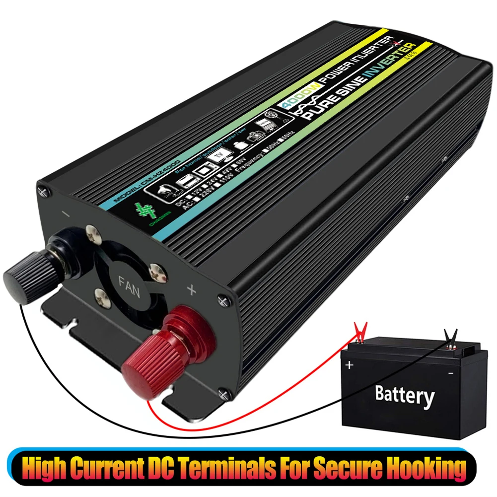 

Intelligent Power Inverter DC 12V To AC 220V Car Inverter Dual USB Pure Sine Wave Vehicle Smart Inverter EU Plug for Car Auto RV