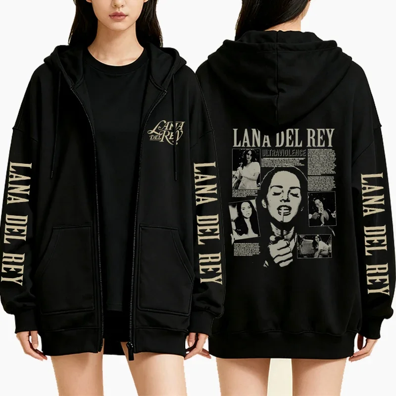 الرجعية لانا ديل ري زمم هوديي المرأة خمر موضة عادية الشرير كم طويل الصوف الخريف الشتاء بلوزات سترة معطف