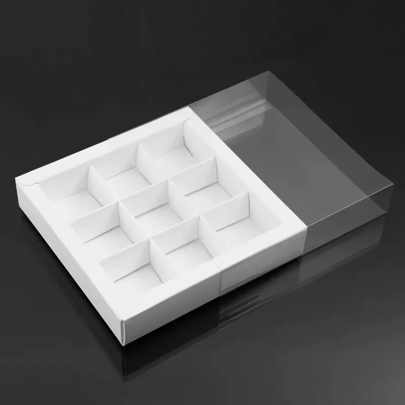

10Pcs 9 Grids Kraft Paper Gift Box With Clear Window Chocolate Candy Cookie Paper Boxes Packaging For Business Wedding Party