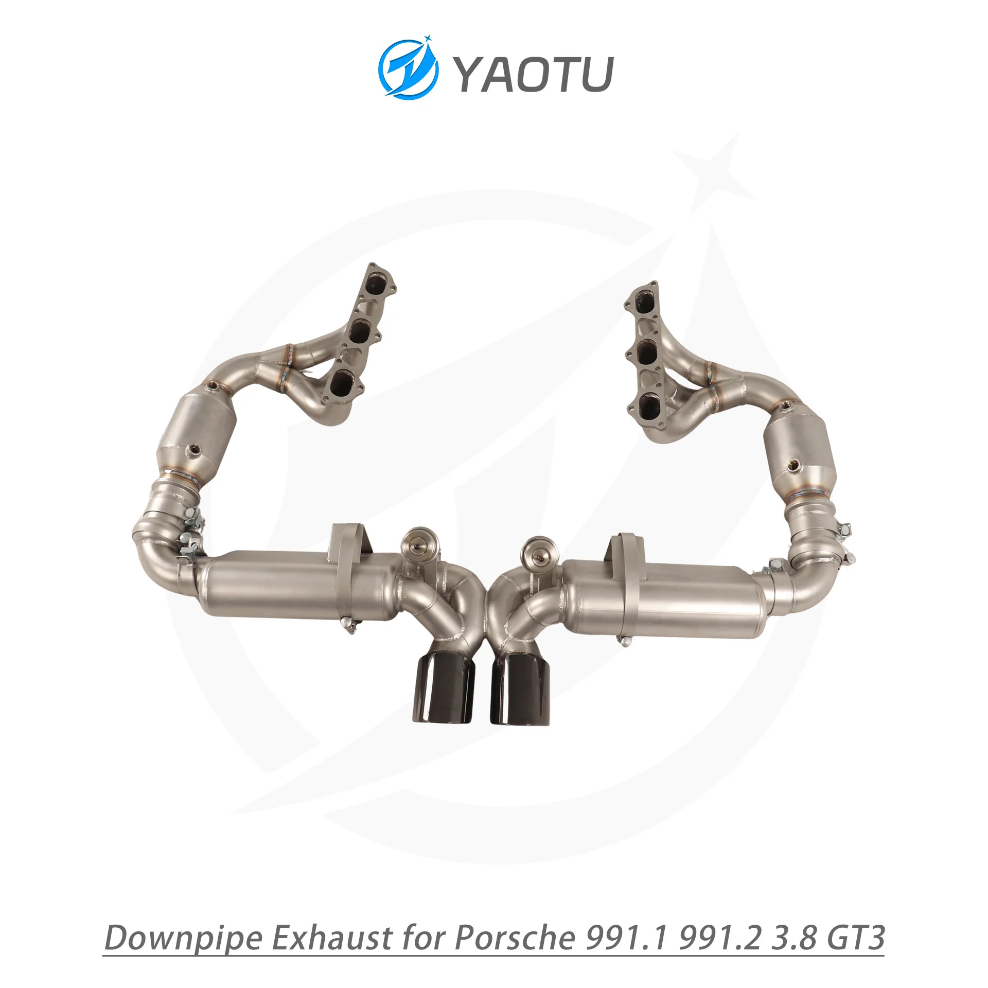 YT Full Exhaust System Including Exhaust Manifold and Rear Section with Valve for Porsche 991.1 991.2 3.8 GT3
