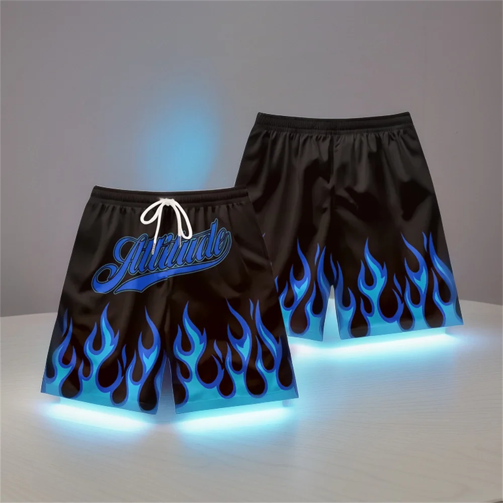 

Summer men's shorts 3D flame Men's Waist Shorts Street Hip Hop Shorts Hawaiian shorts y2k Polyester Short Daily Vacation Shorts