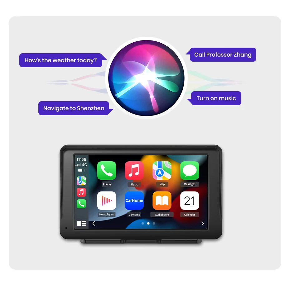 Junsun 7 "tragbare Magnet halterung drahtlose Carplay für Apple Android Auto Auto Stereo GPS horizontale vertikale Bildschirm Bluetooth – Detail 9