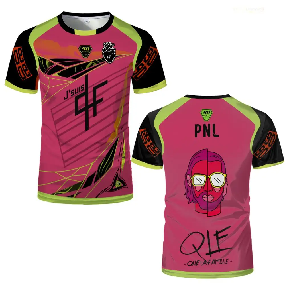 PNL Maillots 90Minute Jersey Impresso Respirável Camiseta de Treinamento de Futebol Masculino E Feminino Na Moda de Manga Curta Camiseta Pescoço