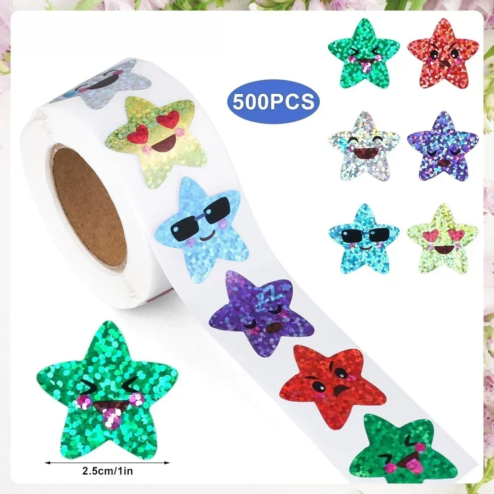 500 PCS Star Paster Labels On 25cm Roll For Classroom Reward Charts Crafts And Craft Projects With Strong Polypropylene Material