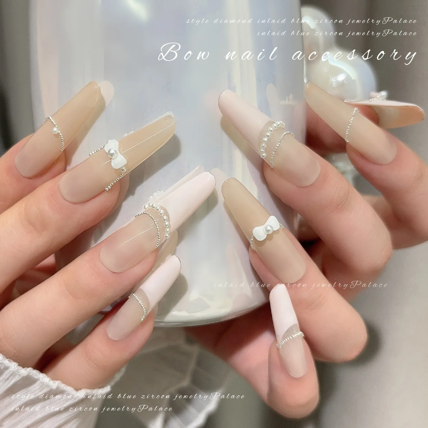 Dasi Kupu-kupu Mutiara Ikatan Simpul Perancis Jimat Pita Kecil Resin Lucu Dekorasi Seni Kuku Manis Alat Manikur Aksesori DIY Grosir