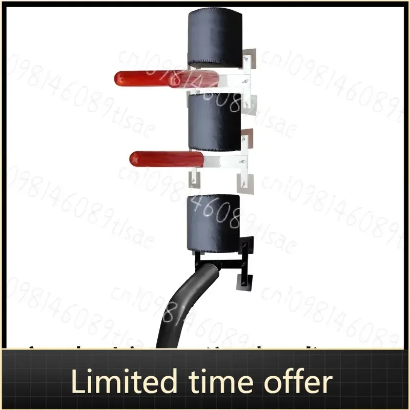 Wall-mounted Wing Chun Wooden Dummy with Leg Sweeping Function, Spring Bamboo Pile for Jeet Kune Do Training