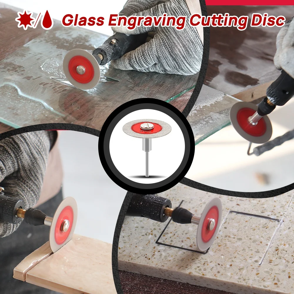 FOCSTOL Glasschneidescheibe für Glas, Jade, Kristall, Fliesen, Marmor, Sägeblatt, gelötet, Glasgravur, 3mm Rundschacht, Mini-Sägeblatt – Detail 4
