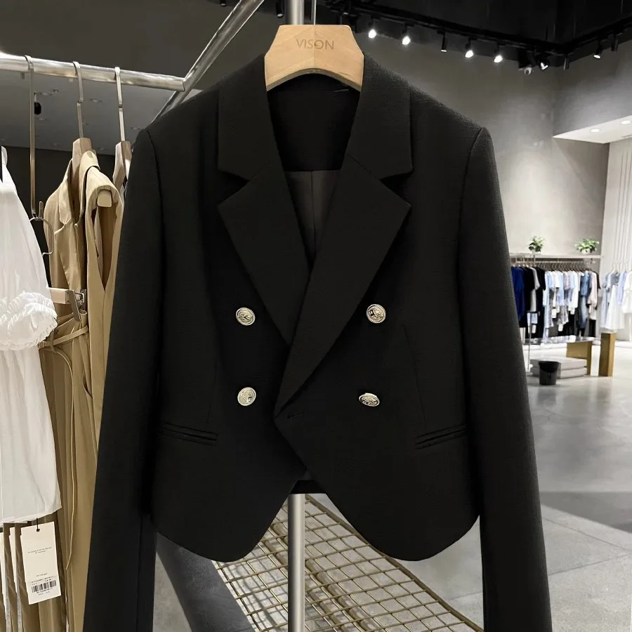 

Весенние и осенние пиджаки Annals для женщин, темпераментный костюм с высокой талией, женское пальто, модное пальто с длинными рукавами и подплечниками