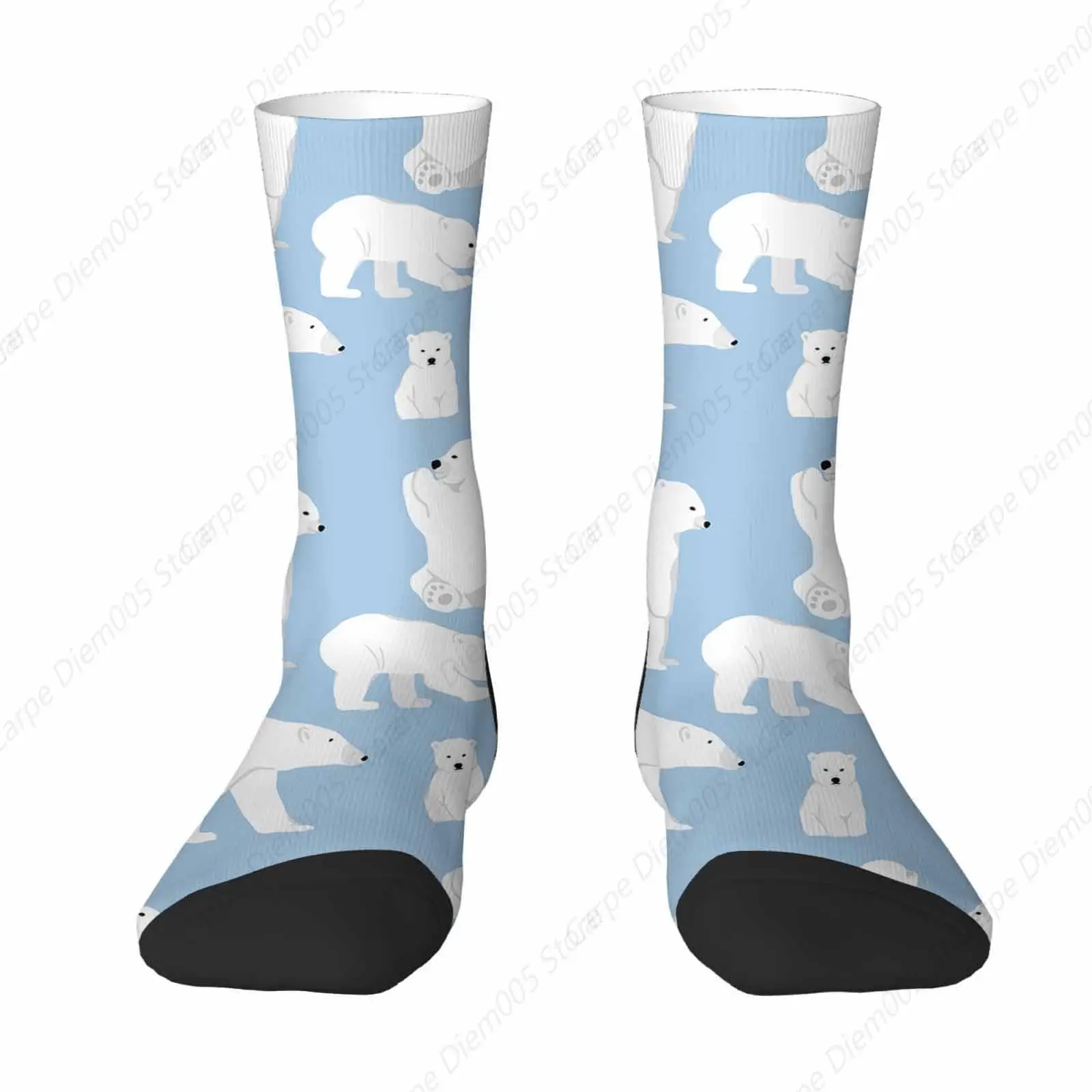 White Polar Bear Mens Fun Dress Socks Parent-Child Trip Cute Animal Socks For Women Funny Novelty Crazy Design Cotton Socks