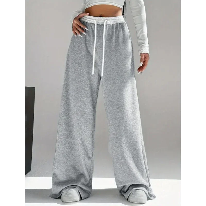 2026 Hot Sale Lady Fashion High Waist Sweatpants Girls Classic Baggy Thin Leisure Pants Women Daily Straight Leg Trousers