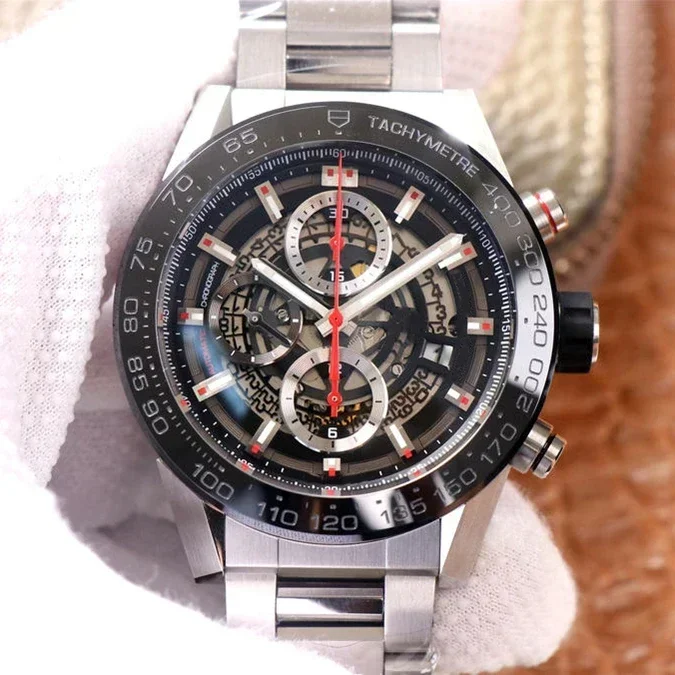 ساعة كوارتز رياضية كلاسيكية للرجال بحزام من الفولاذ المقاوم للصدأ للرجال Relogio 45 ملم