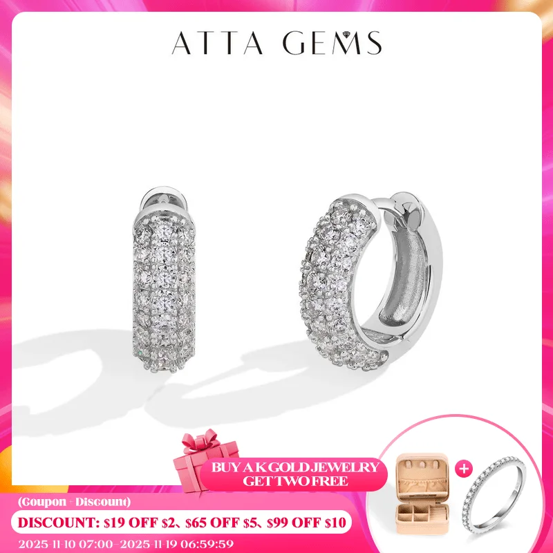 

Attagems D VVS1 Round Moissanite Diamond Suit Earrings For Women S925 Sterling Silver 18K Gold Plated Engagement Wedding Jewelry