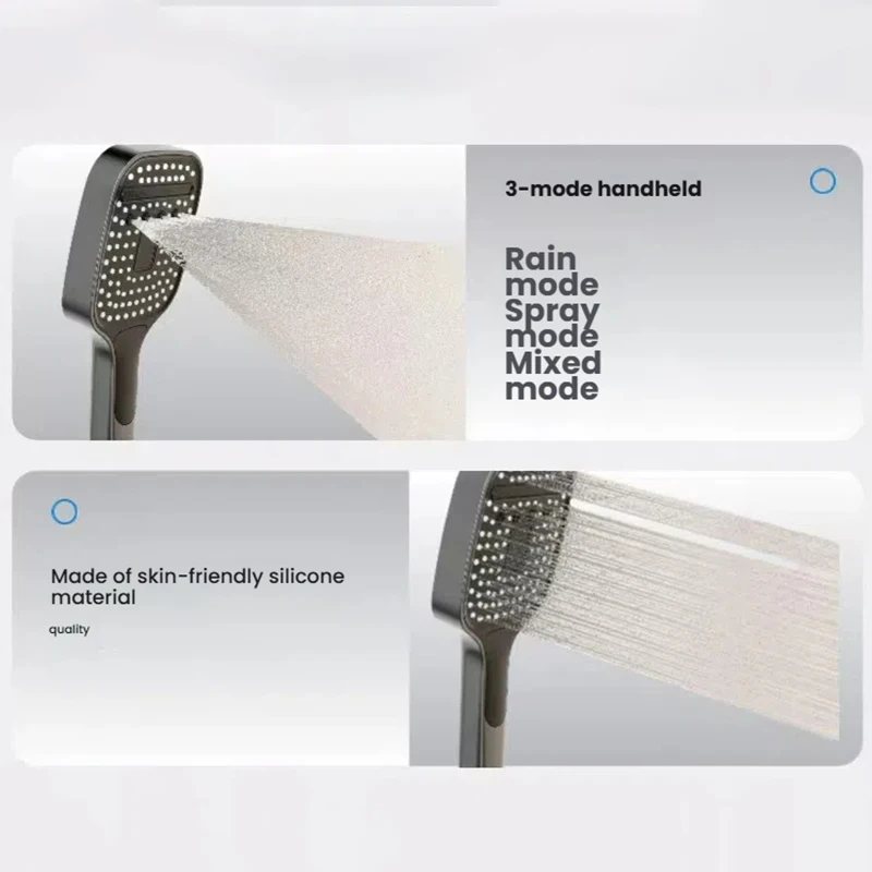 Conjunto de chuveiro de água quente e fria multifuncional, banheiro doméstico, teclas de piano, display digital, sistema de chuveiro pressurizado